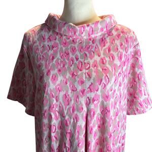 Tyler Boe Pink Abstract Print Funnel Neck Shift Dress, 60's Mod Retro, Size XL